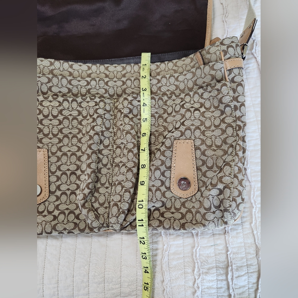 Coach Signature Print Lap Top Messenger Bag, Tan - Picture 16 of 16
